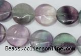 CFL165 15.5 inches 16mm flat round natural fluorite beads wholesale