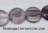 CFL166 15.5 inches 18mm flat round natural fluorite beads wholesale