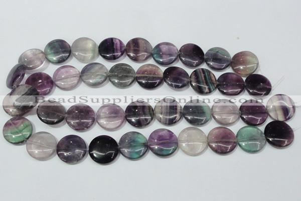 CFL167 15.5 inches 20mm flat round natural fluorite beads wholesale