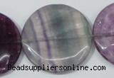 CFL170 15.5 inches 35mm flat round natural fluorite beads wholesale