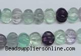 CFL300 15.5 inches 8*10mm carved rondelle natural fluorite beads