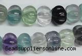 CFL301 15.5 inches 10*14mm carved rondelle natural fluorite beads