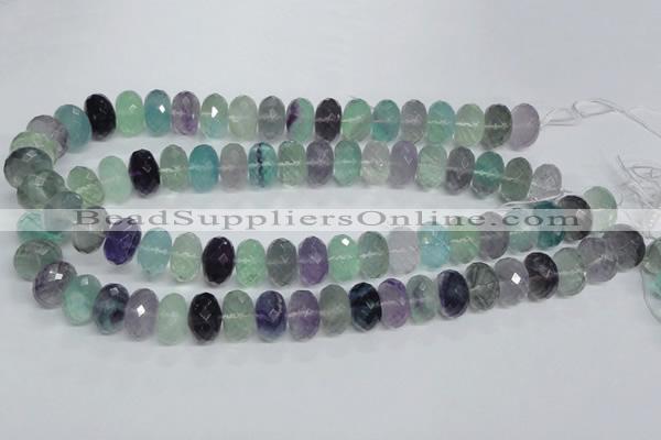 CFL315 15.5 inches 10*16mm faceted rondelle natural fluorite beads