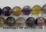 CFL405 15.5 inches 12mm faceted round rainbow fluorite beads