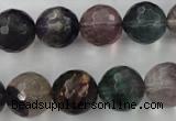 CFL406 15.5 inches 14mm faceted round rainbow fluorite beads