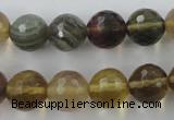 CFL455 15.5 inches 12mm faceted round rainbow fluorite beads