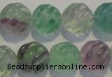 CFL459 15.5 inches 16mm carved round natural fluorite beads