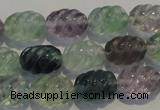 CFL475 15.5 inches 10*14mm carved rice natural fluorite beads