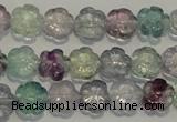 CFL491 15.5 inches 10mm carved flower natural fluorite beads