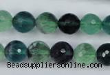 CFL54 15.5 inches 12mm faceted round AB grade natural fluorite beads