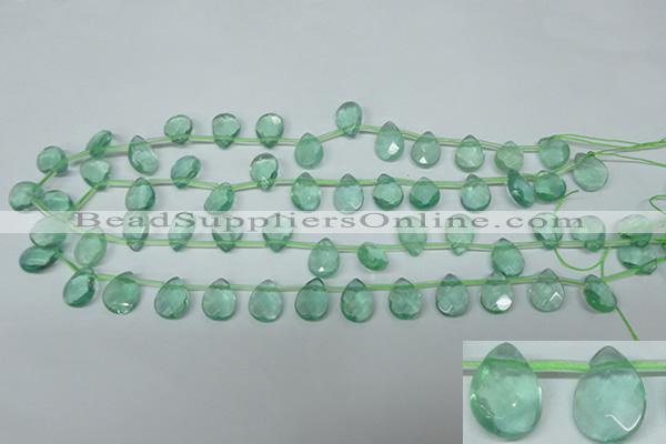 CFL650 Top-drilled 10*14mm faceted briolette green fluorite beads