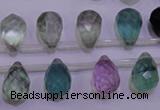 CFL709 Top-drilled 10*14mm faceted teardrop natural fluorite beads