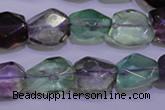 CFL726 15.5 inches 11*15mm faceted nuggets natural fluorite beads