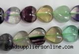 CFL790 15.5 inches 14mm heart rainbow fluorite gemstone beads