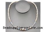 CFN102 potato white freshwater pearl & morganite necklace, 16 - 24 inches