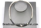 CFN119 potato white freshwater pearl & labradorite necklace, 16 - 24 inches