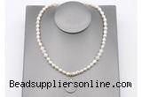 CFN161 baroque white freshwater pearl & white moonstone necklace with pendant