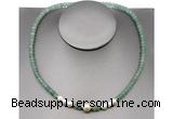 CFN202 4*6mm faceted rondelle green aventurine & potato white freshwater pearl necklace