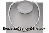 CFN204 4*6mm faceted rondelle white crazy lace agate & potato white freshwater pearl necklace