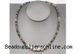 CFN205 4*6mm faceted rondelle Indian agate & potato white freshwater pearl necklace