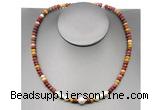 CFN217 4*6mm faceted rondelle mookaite & potato white freshwater pearl necklace