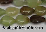 CFW123 15.5 inches 13*18mm flat teardrop flower jade gemstone beads