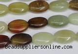 CFW125 15.5 inches 10*14mm flat oval flower jade gemstone beads