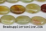 CFW127 15.5 inches 13*18mm flat oval flower jade gemstone beads