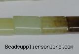 CFW142 15.5 inches 12*16mm flat tube flower jade gemstone beads