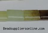 CFW143 15.5 inches 13*18mm flat tube flower jade gemstone beads