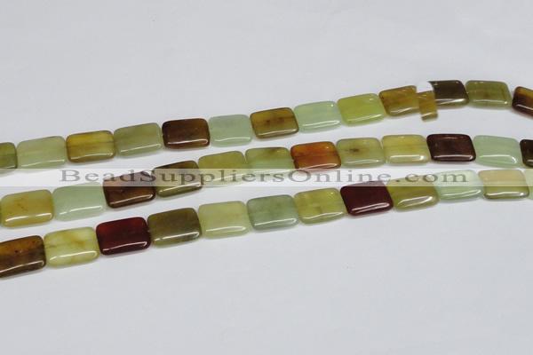 CFW149 15.5 inches 12*16mm rectangle flower jade gemstone beads