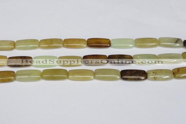 CFW155 15.5 inches 12*25mm rectangle flower jade gemstone beads