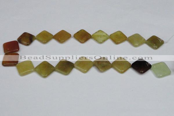 CFW159 15.5 inches 16*16mm diamond flower jade gemstone beads