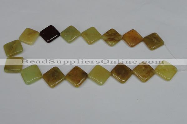 CFW161 15.5 inches 20*20mm diamond flower jade gemstone beads