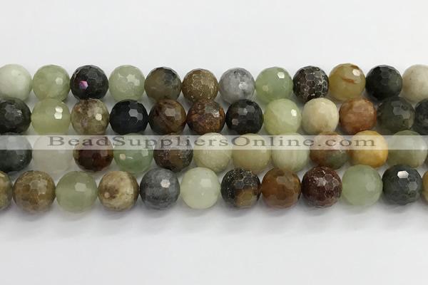 CFW221 15.5 inches 12mm faceted round flower jade beads