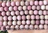 CFW37 15.5 inches 8mm round matte pink wooden jasper beads