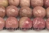 CFW60 15 inches 6mm faceted round pink wooden jasper beads