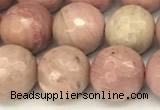 CFW61 15 inches 8mm faceted round pink wooden jasper beads