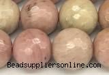 CFW62 15 inches 10mm faceted round pink wooden jasper beads