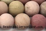 CFW74 15 inches 12mm round matte pink wooden jasper beads