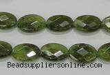 CGA107 15.5 inches 10*14mm faceted oval natural green garnet beads