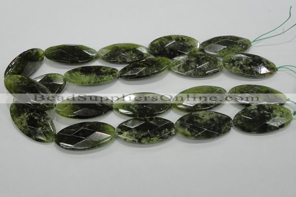 CGA113 15.5 inches 20*40mm faceted oval natural green garnet beads