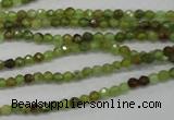 CGA121 15.5 inches 3mm faceted round natural green garnet beads