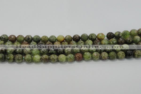 CGA148 15.5 inches 8mm faceted round natural green garnet beads