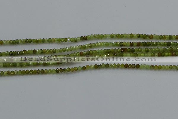 CGA155 15.5 inches 2*2.5mm faceted rondelle green garnet beads