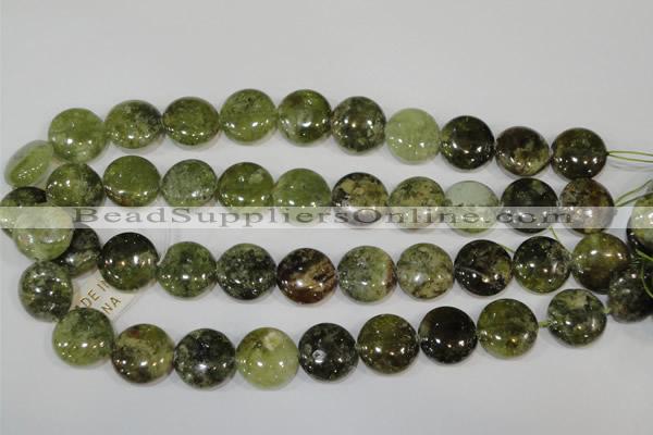 CGA215 15.5 inches 18mm flat round natural green garnet beads