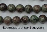 CGA304 15.5 inches 12mm round red green garnet gemstone beads