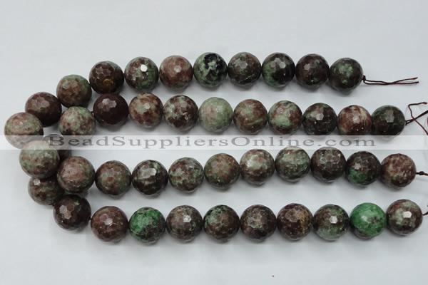 CGA317 15.5 inches 18mm faceted round red green garnet gemstone beads