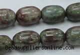 CGA54 15.5 inches 12*16mm egg-shaped red green garnet gemstone beads