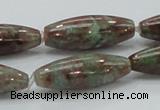 CGA55 15.5 inches 10*30mm rice red green garnet gemstone beads